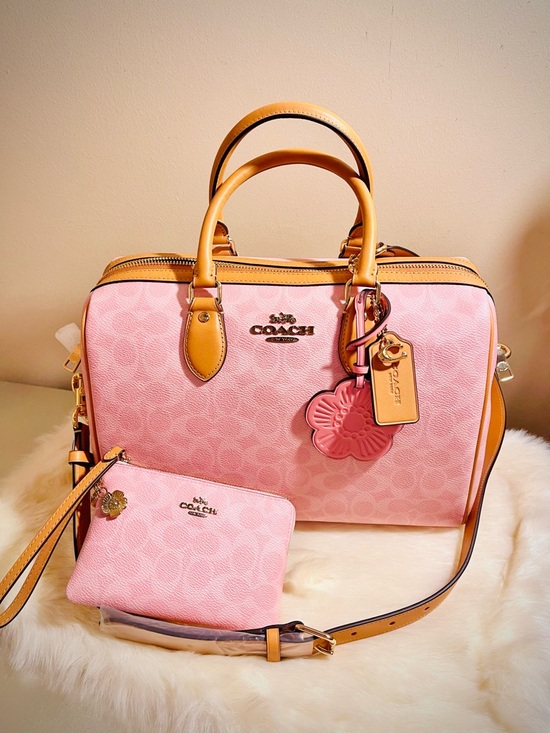 Coach Handbags - COACH Large Powder Pink Rowan Satchel with Matching Pouch